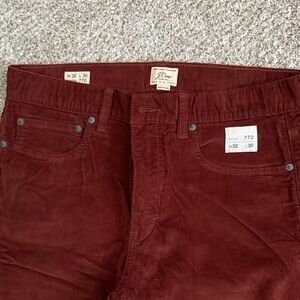 NEW WITH TAGS J.Crew Men's 770 Slim Straight Corduroy Pants - Brick Red, 32x30